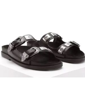 NIB Forever 21 Western Double-Buckle Slides Sandal